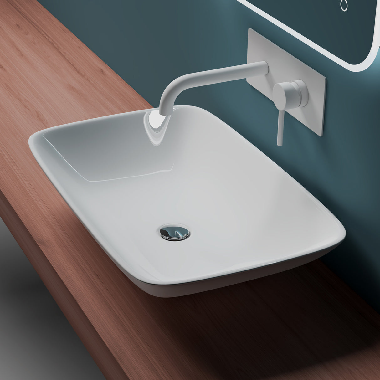 glasvilla Waschbecken Aufsatzwaschbecken,weiß Brüssel159 aus Keramik,mit Nano-Beschichtung