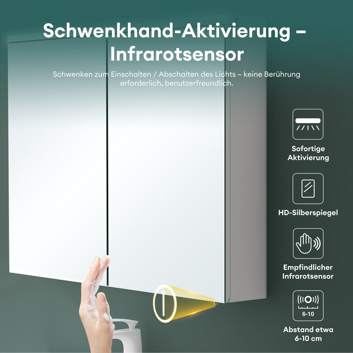 glasvilla Spiegelschrank Bad mit LED Beleuchtung Badezimmerschrank Hängeschrank Badezimmerspiegel Spiegelschrank-03