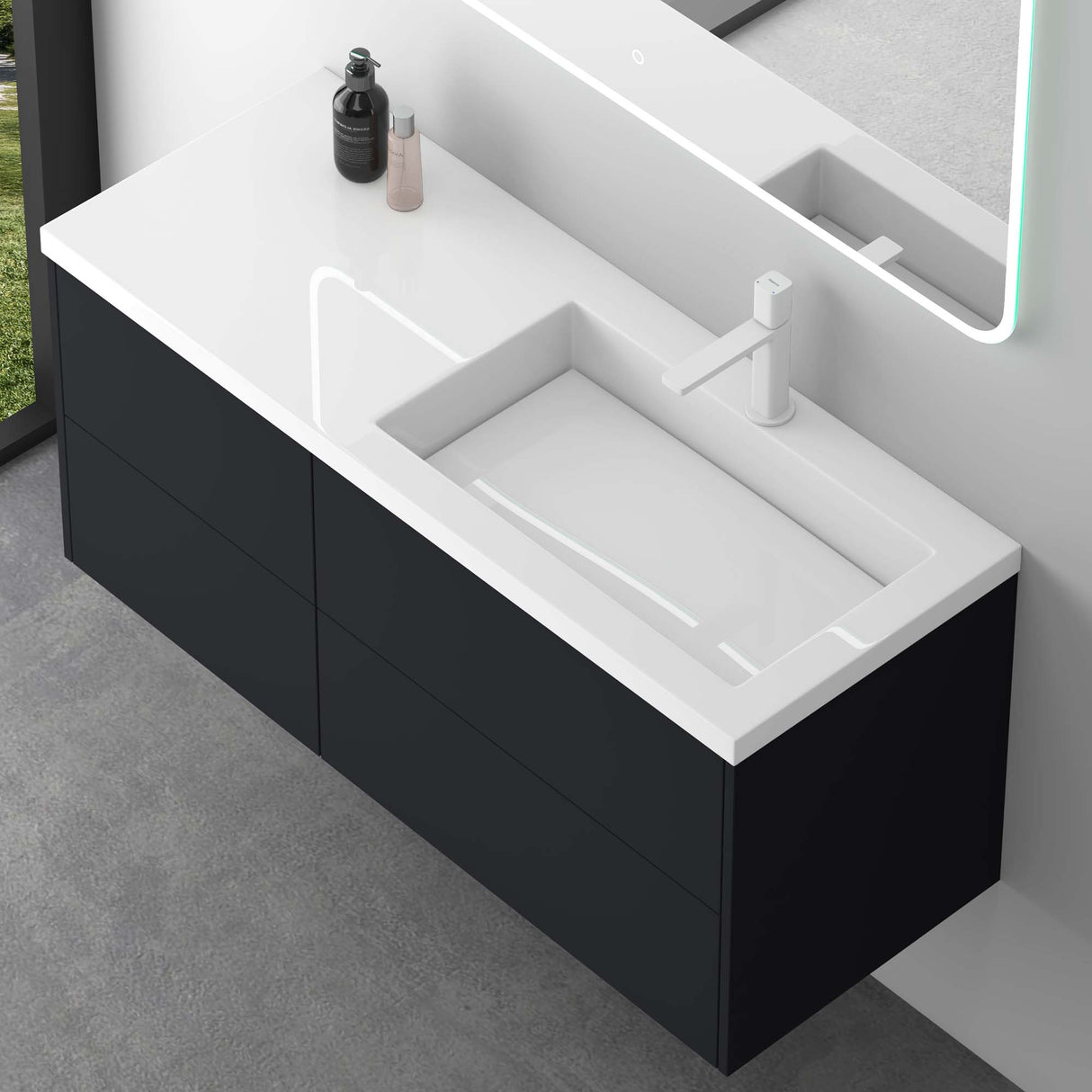 conjunto de muebles de baño glasvilla 120cm mueble de lavabo con mueble inferior Soft-Close 4 cajones muebles de baño Moment