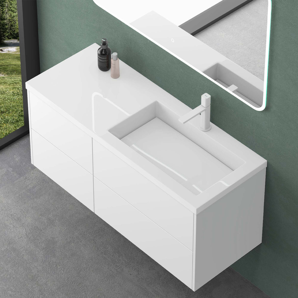 conjunto de muebles de baño glasvilla 120cm mueble de lavabo con mueble inferior Soft-Close 4 cajones muebles de baño Moment