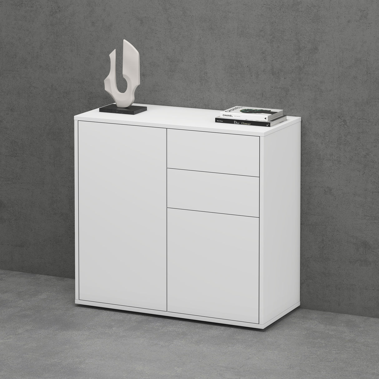 glasvilla Schuhschrank Kommode Aufbewahrungsschrank mit 2 Schränken und 2 Schubladen Sideboard Mehrzweckschrank Schrank05