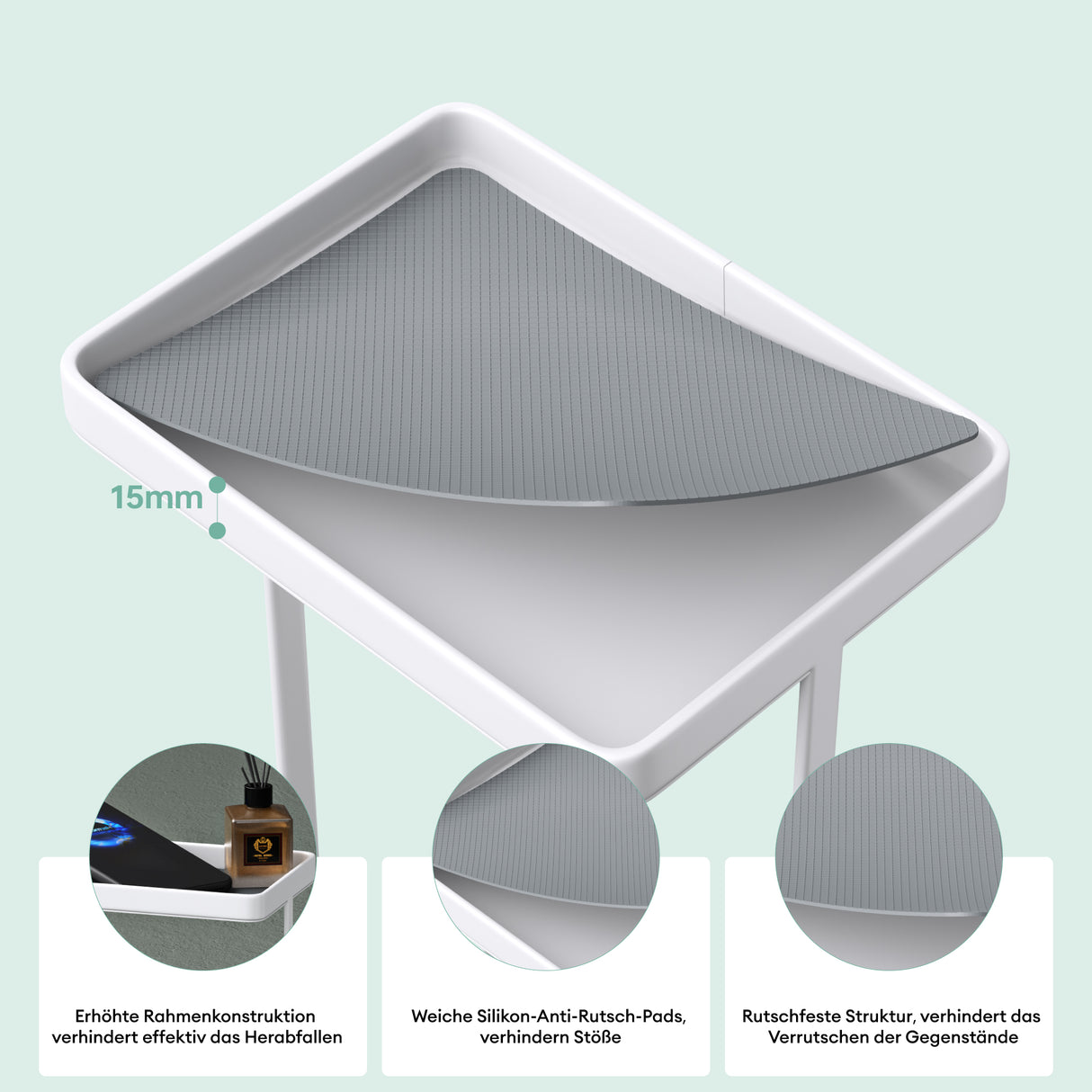 glasvilla Porta Carta Igienica da Terra con Mensola 16x12x52cm, Porta Rotolo di Carta Igienica in Acciaio al Carbonio con Rivestimento Impermeabile e Antiruggine, Senza Installazione Reglo-04