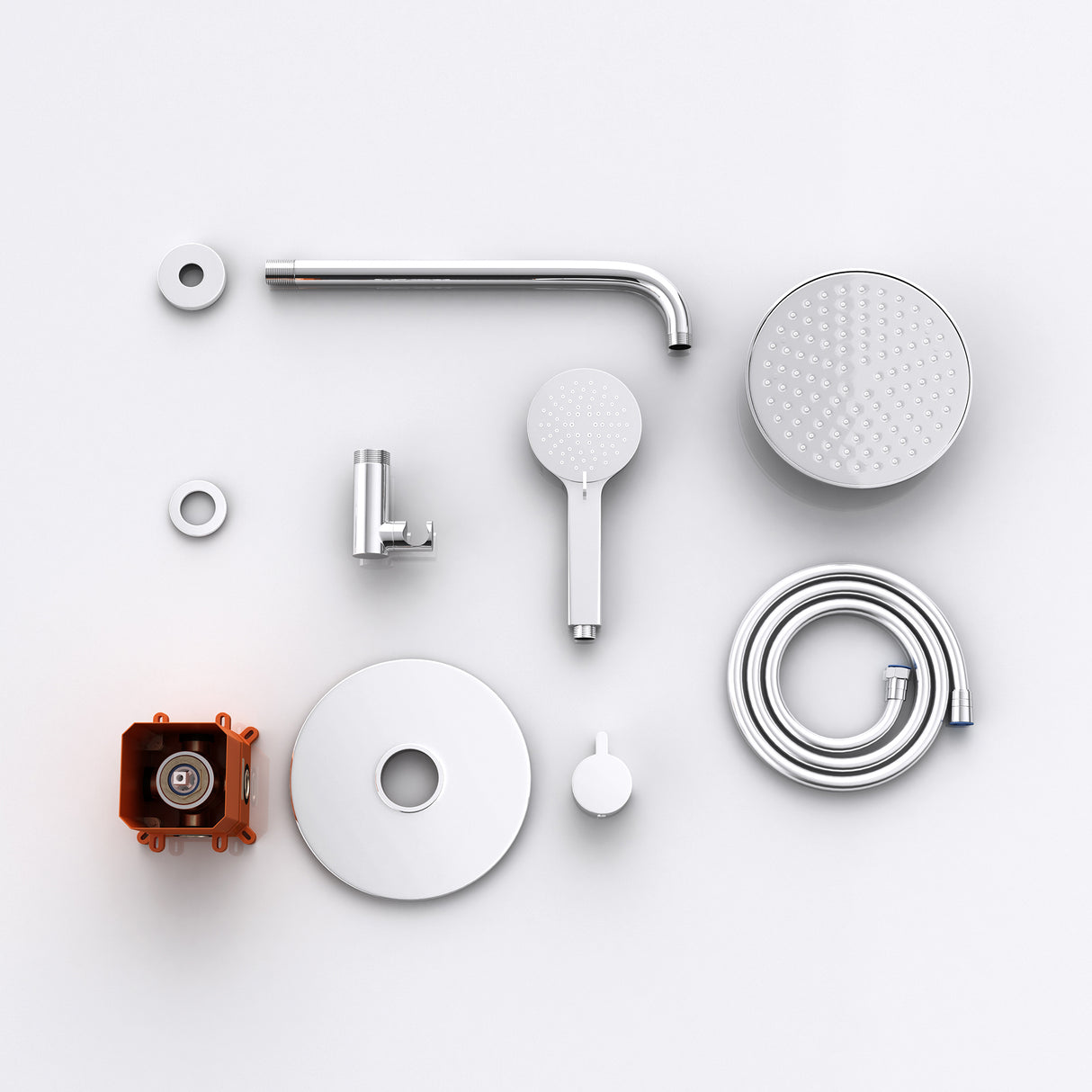 glasvilla Ducha de lluvia ahorradora de agua Sistema de ducha de bienestar Cabezal de ducha Ø40cm Juego de ducha con ducha de mano y mezclador monomando Sistema de ducha3