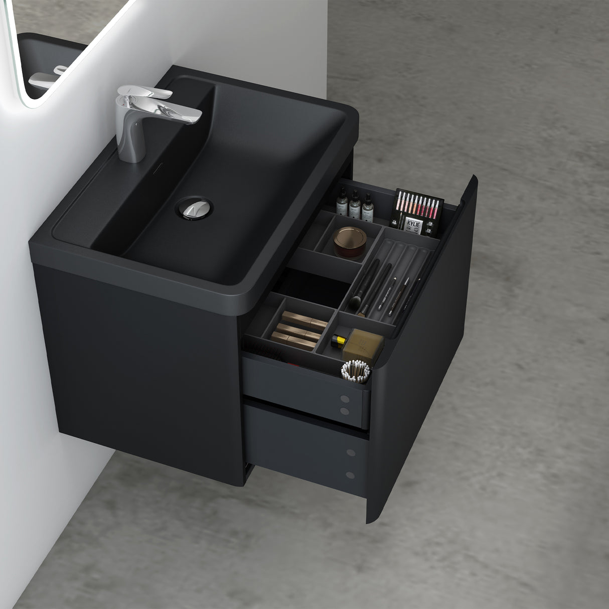 conjunto de muebles de baño glasvilla mueble de lavabo con cajones de cierre suave incluido lavabo de mineral Ancona