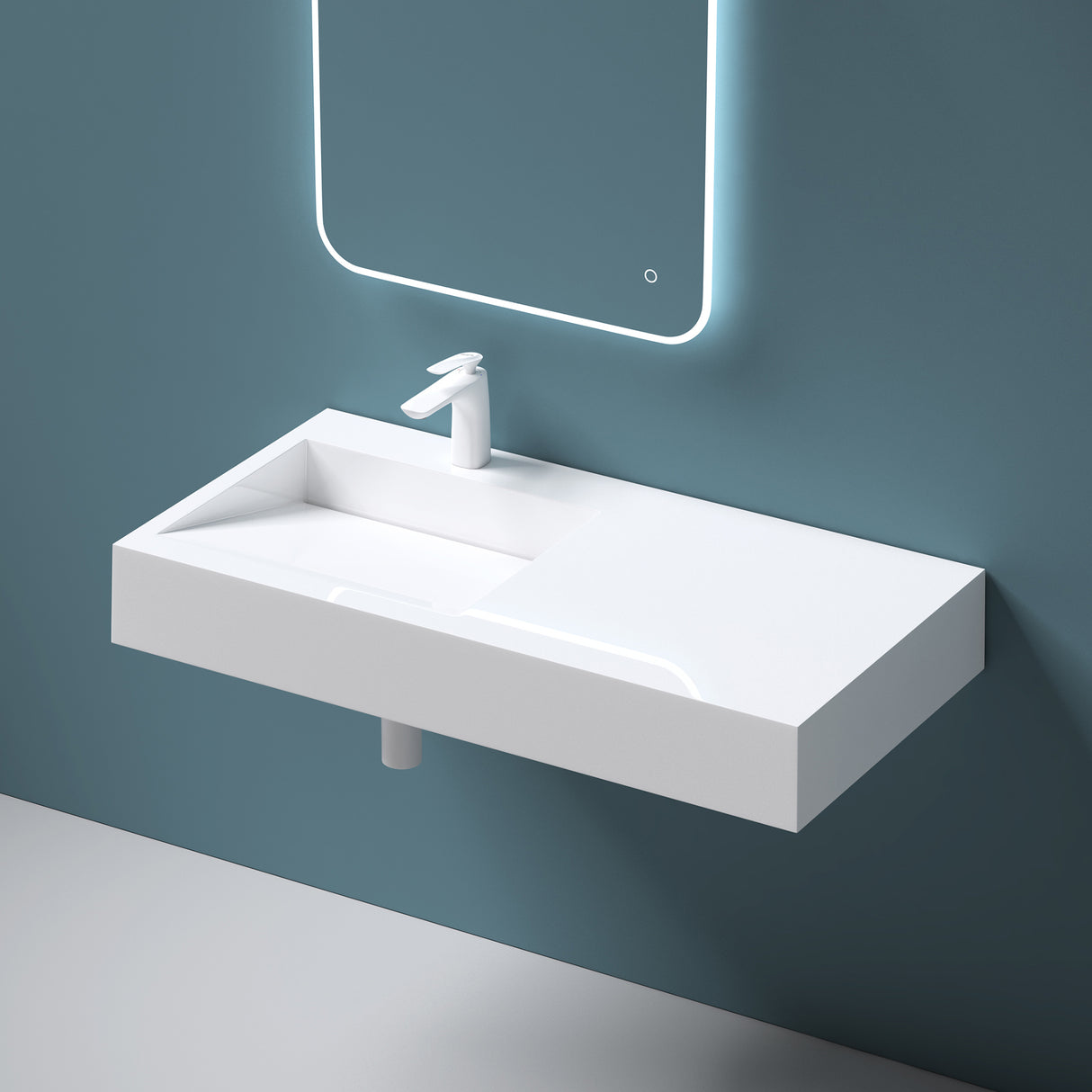 glasvilla Waschbecken Hängewaschbecken Aufsatzwaschbecken Mineralguss rechteckige Form Col11