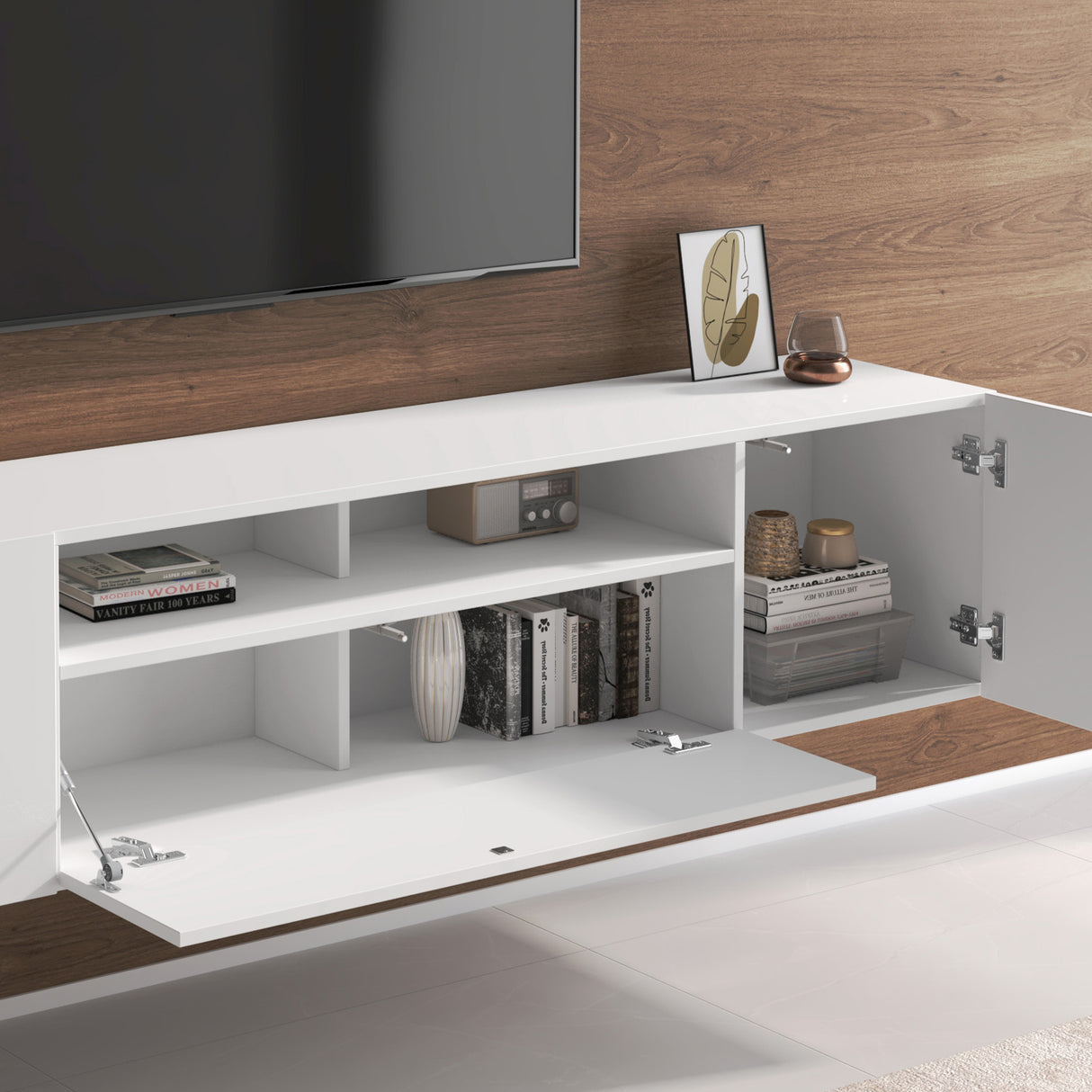 glasvilla TV Schrank Fernsehschrank 3 Türen mit Soft-Close Lowboard Hängeschrank Fernsehtisch für Wohnzimmer Fernsehschrank03