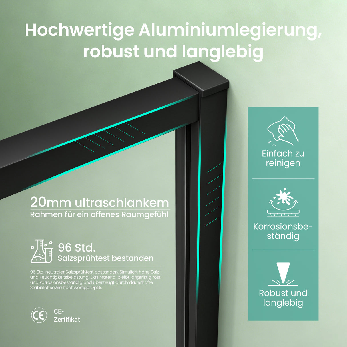 glasvilla Duschkabine Eckeinstieg mit Schiebetür nach innen, Eckdusche Duschabtrennung 195cm Höhe, 6mm ESG-Sicherheitsglas Nano-Beschichtung Ravenna69K