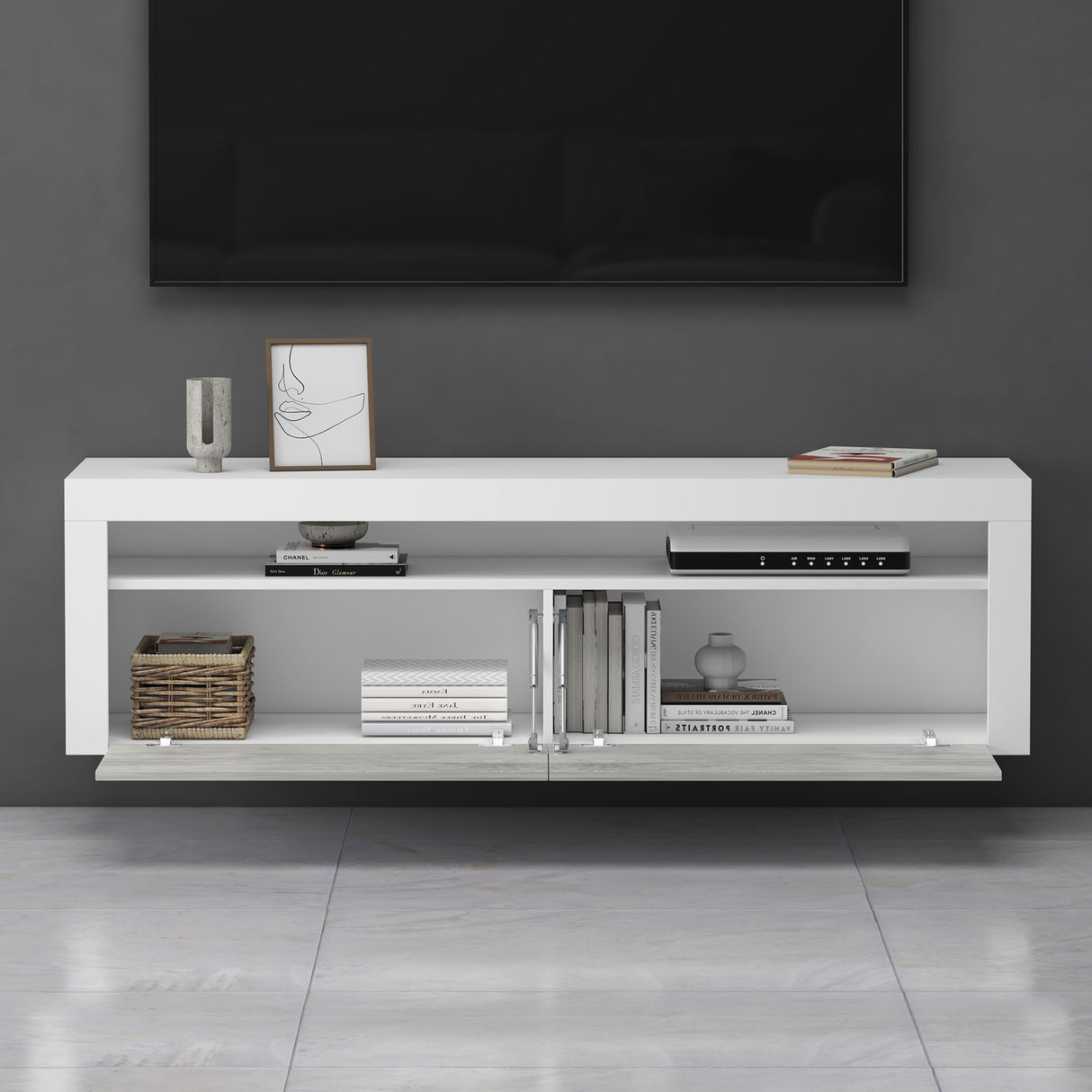 glasvilla Fernsehschrank TV Schrank Lowboard Hängeschrank 2 Türen mit Soft-Close Fernsehtisch für Wohnzimmer BTH: 160x40x46 cm Fernsehschrank01