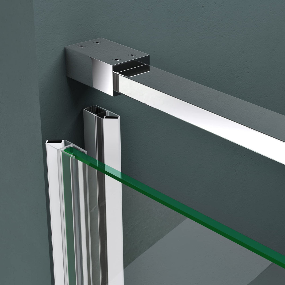 glasvilla Puerta de ducha Puerta de nicho ducha Separación de ducha Cromo y Negro Cabina de ducha Puerta oscilante 8mm vidrio de seguridad ESG con recubrimiento nano Mecanismo de elevación y descenso Vidrio claro y vidrio esmerilado Rayas Teramo36K