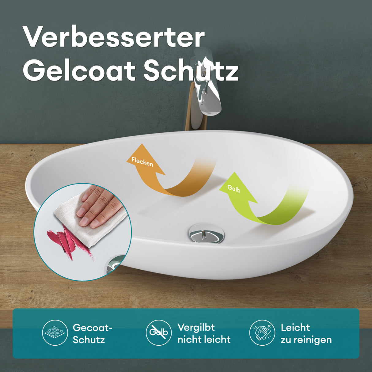 glasvilla Waschbecken oval Aufsatzwaschbecken ohne Hahnloch und Überlauf Col809