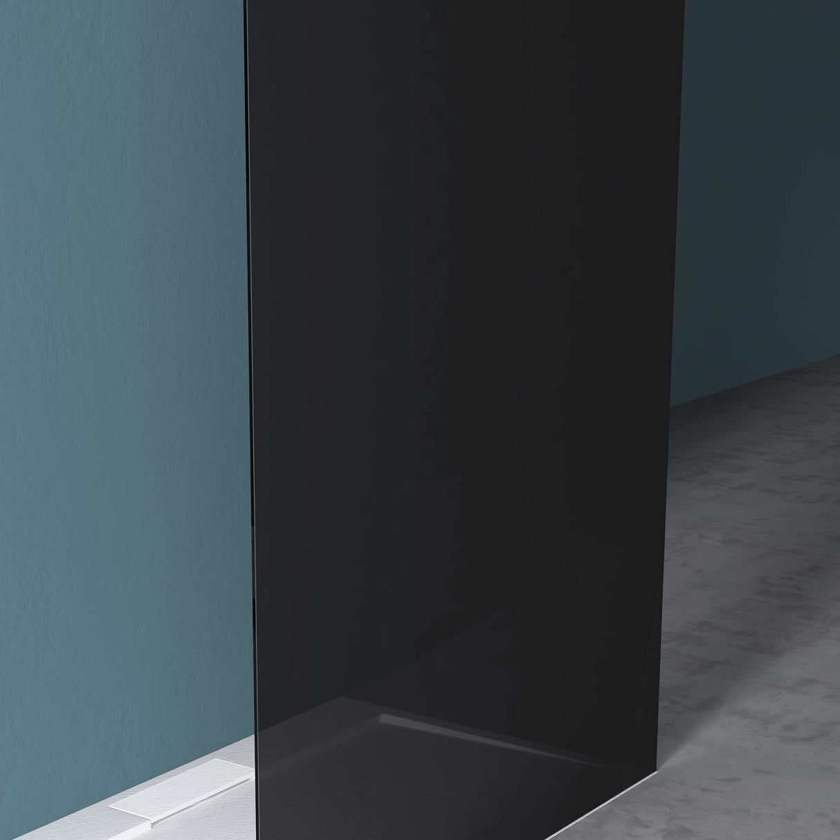 glasvilla Mampara de ducha Separación de ducha 2 Barra de soporte para ducha a ras de suelo 10mm vidrio de seguridad ESG con recubrimiento nano Estabilizador rectangular Bremen02+2