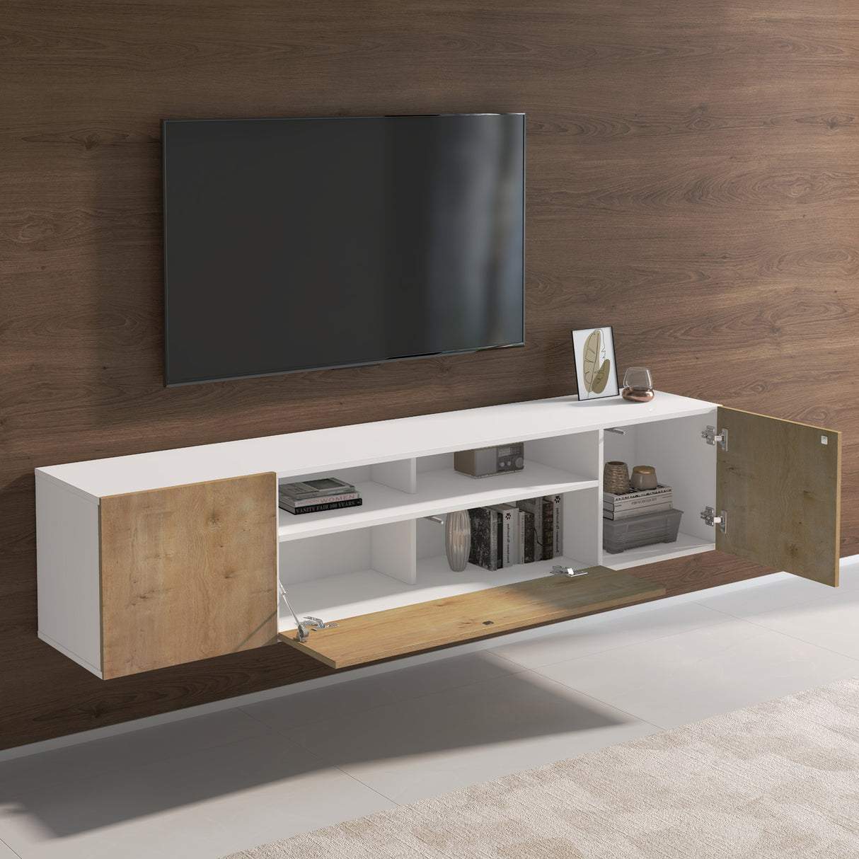 glasvilla TV Schrank Fernsehschrank 3 Türen mit Soft-Close Lowboard Hängeschrank Fernsehtisch für Wohnzimmer Fernsehschrank03