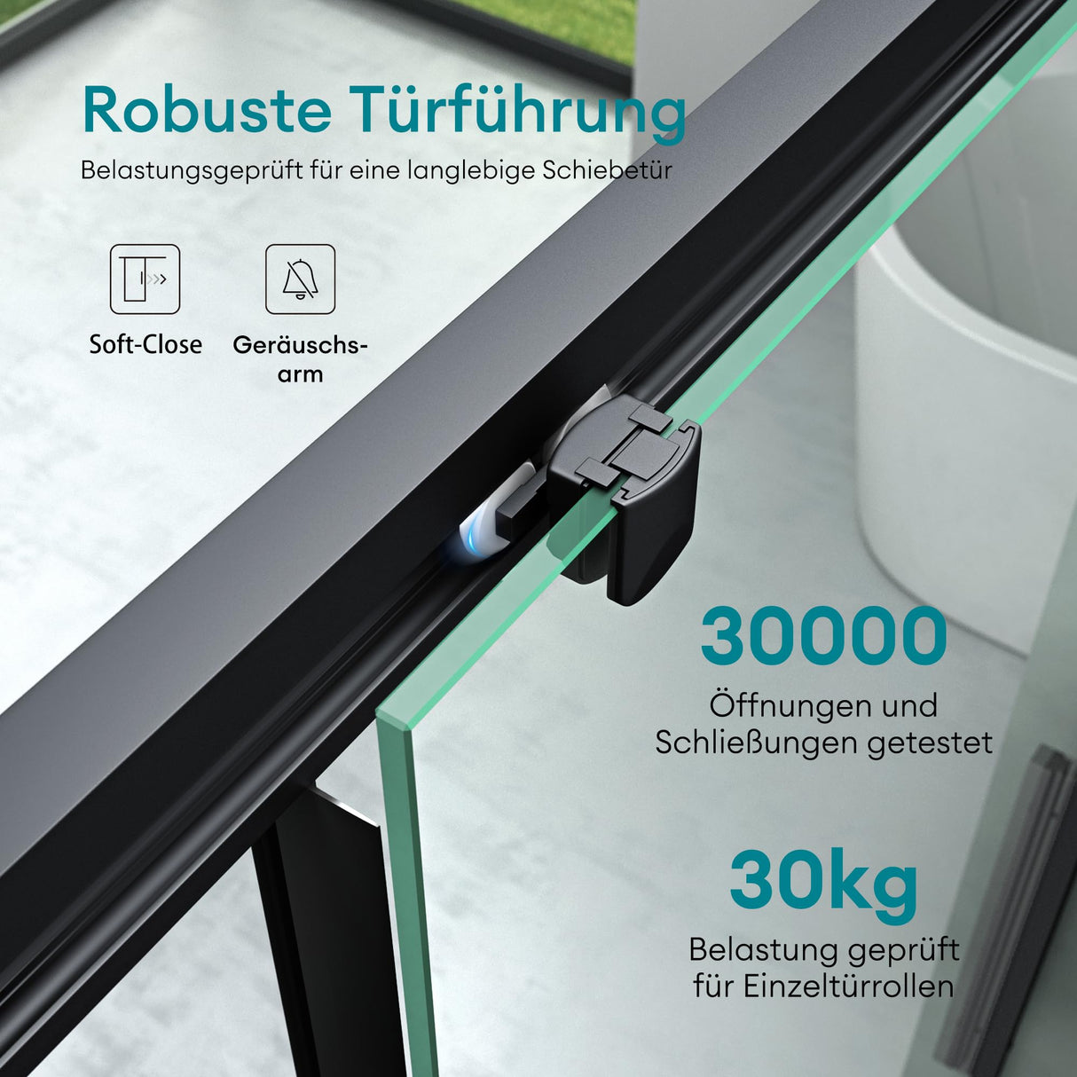 glasvilla Puerta de ducha Puerta de nicho ducha Separación de ducha Cromo y Negro Cabina de ducha Puerta corredera de nicho 6mm vidrio de seguridad ESG incl. Soft-Close Teramo12K