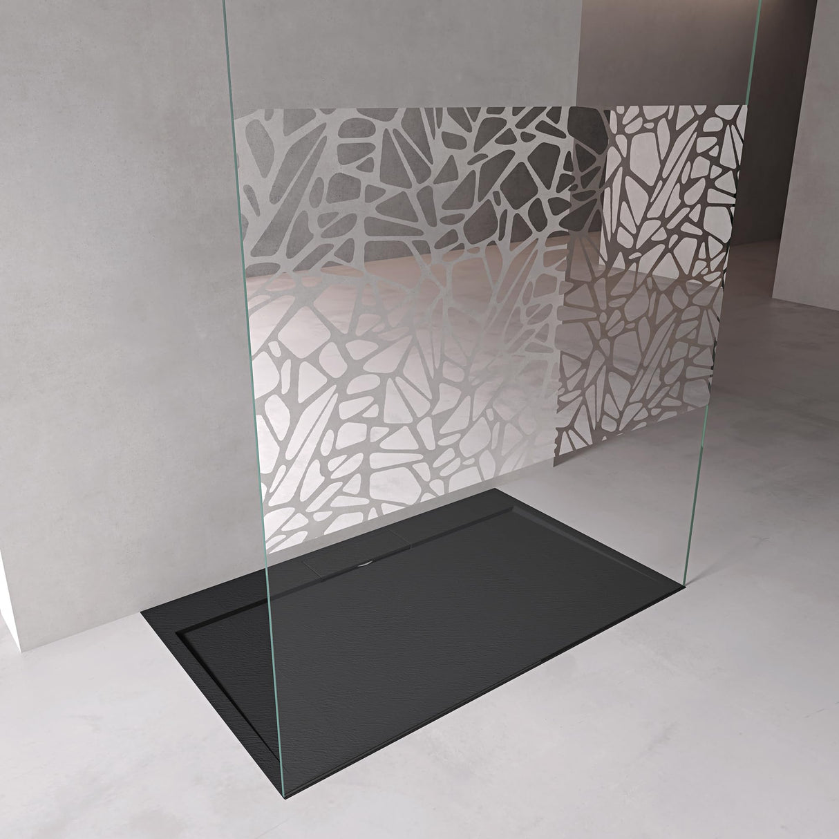 glasvilla Mampara de ducha Separación de ducha 2 Barra de soporte para ducha a ras de suelo 10mm vidrio de seguridad ESG con recubrimiento nano Estabilizador rectangular Bremen02+2