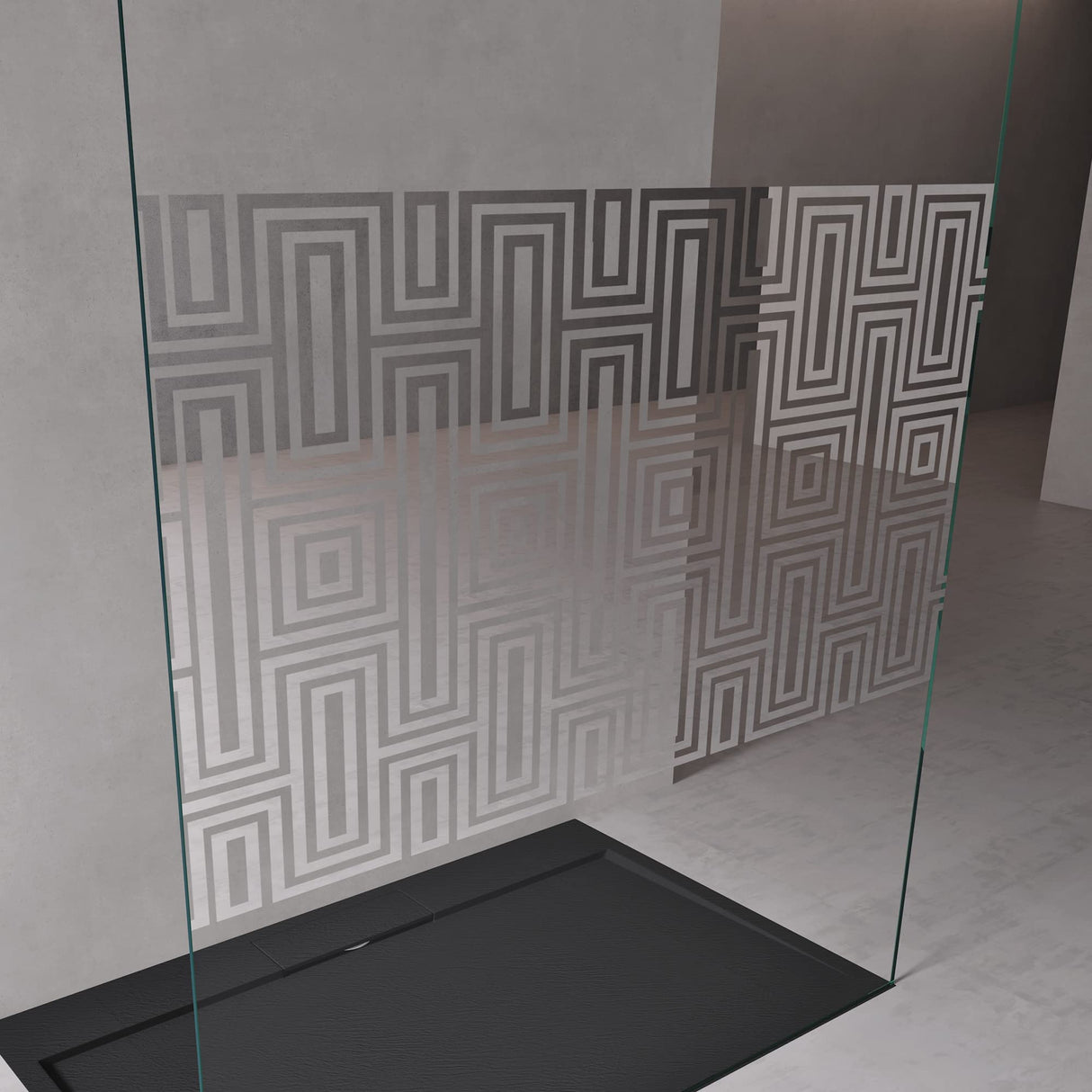 glasvilla Mampara de ducha Separación de ducha 2 Barra de soporte para ducha a ras de suelo 10mm vidrio de seguridad ESG con recubrimiento nano Estabilizador rectangular Bremen02+2