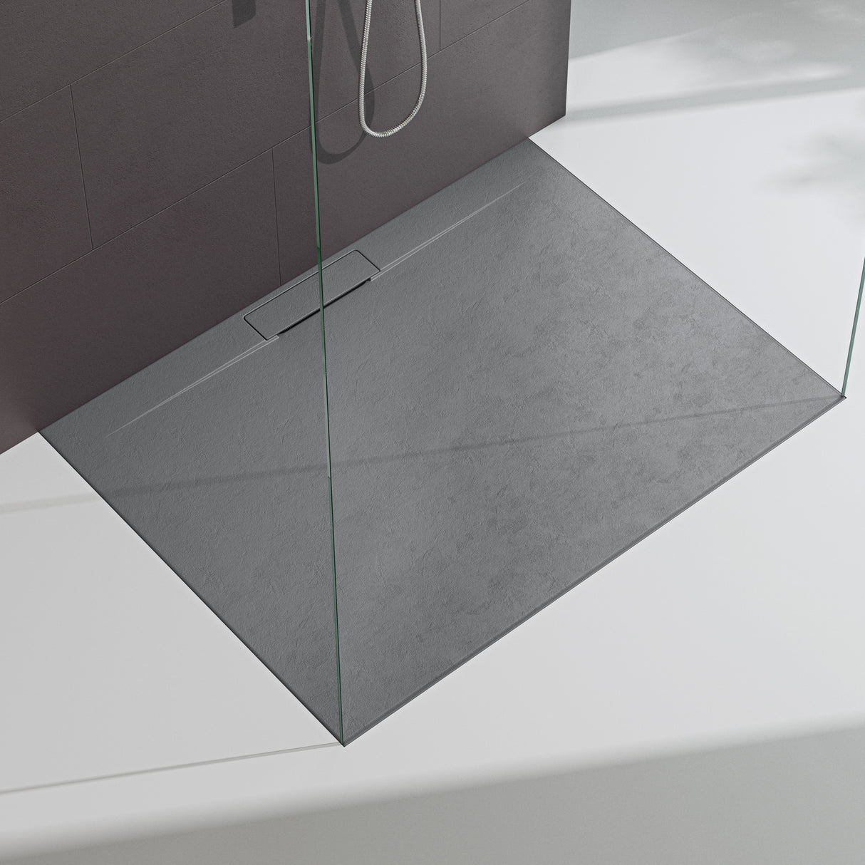 glasvilla Duschwanne Duschtasse para cabina de ducha plana rectangular gris hormigón de alta calidad en mineral fundido Lyra