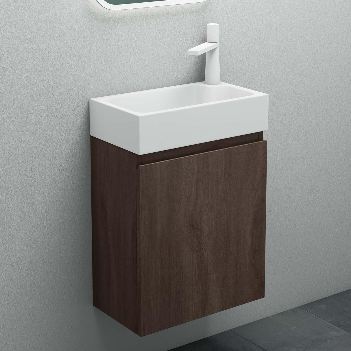 conjunto de muebles de baño glasvilla compuesto por lavabo blanco y mueble de lavabo BTH: 46x26x63cm Pisa02