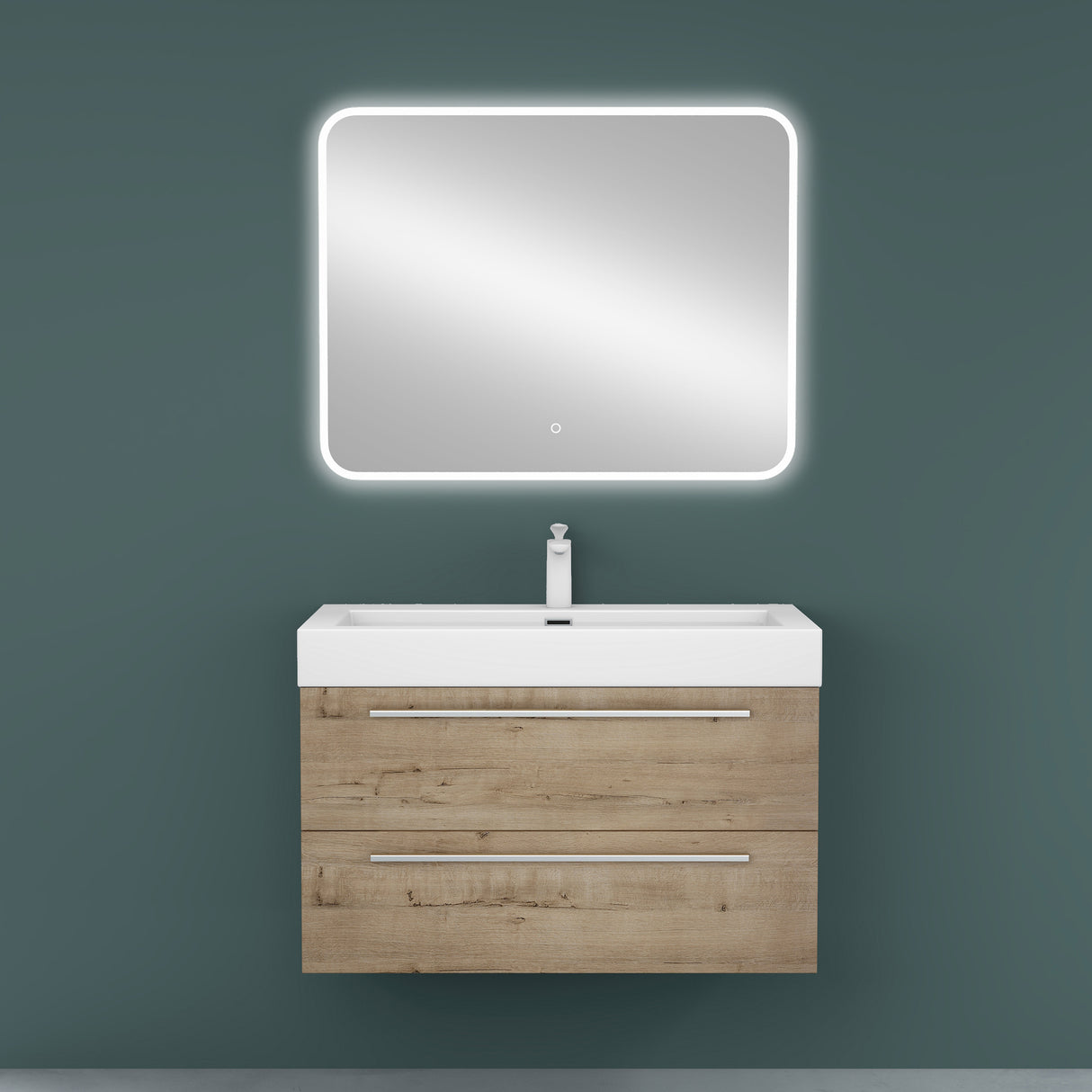 glasvilla Badmöbel-Set Waschbeckenunterschrank Waschtisch mit Unterschrank inkl. Mineralguss-Waschbecken Quadratto