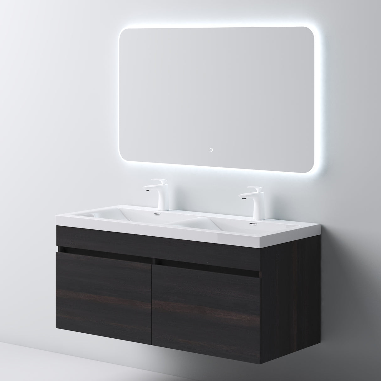 set de muebles de baño glasvilla con lavabo de mineral y mueble de baño Botanica