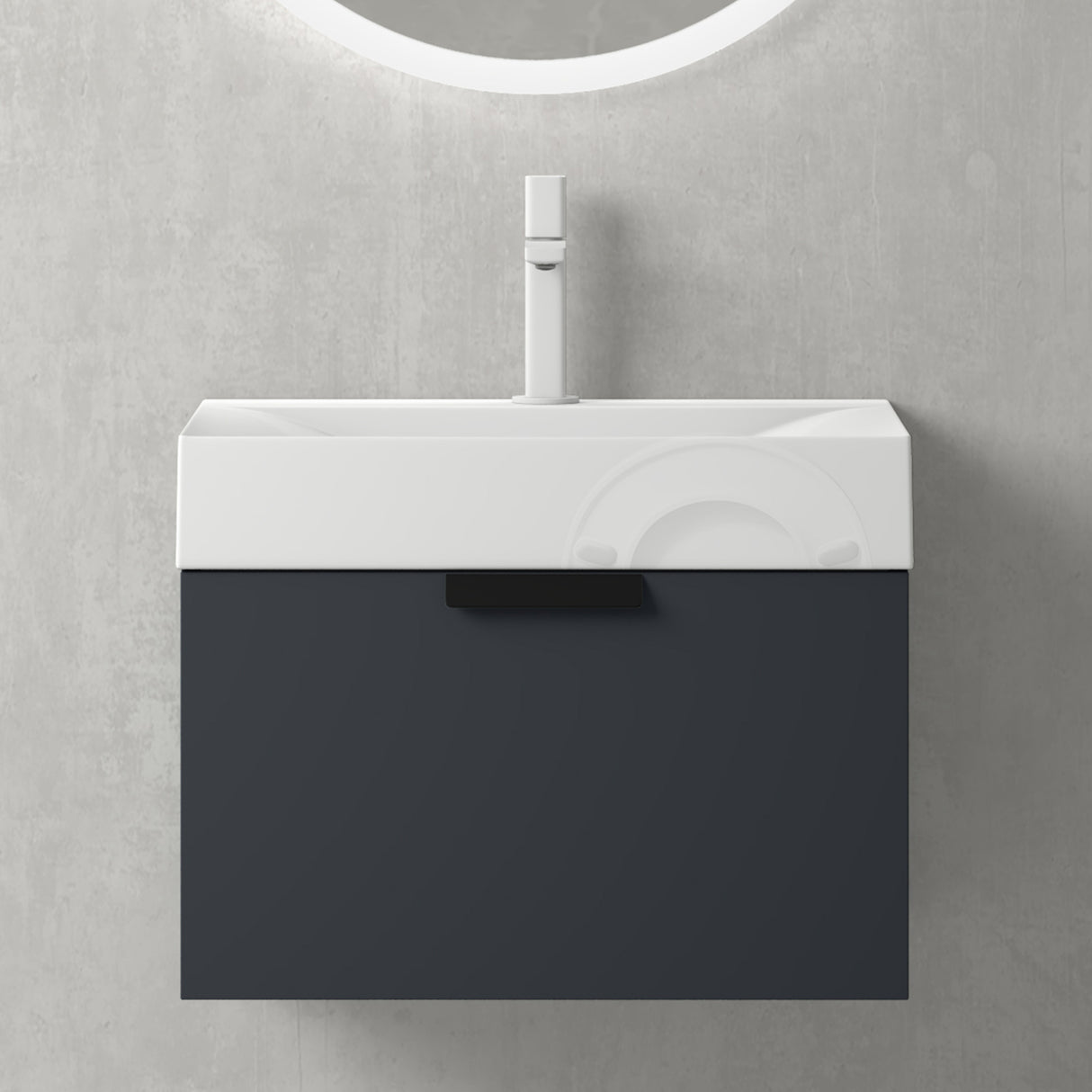 conjunto de muebles de baño glasvilla con cajón de cierre suave montaje en pared incluido lavabo Lonato