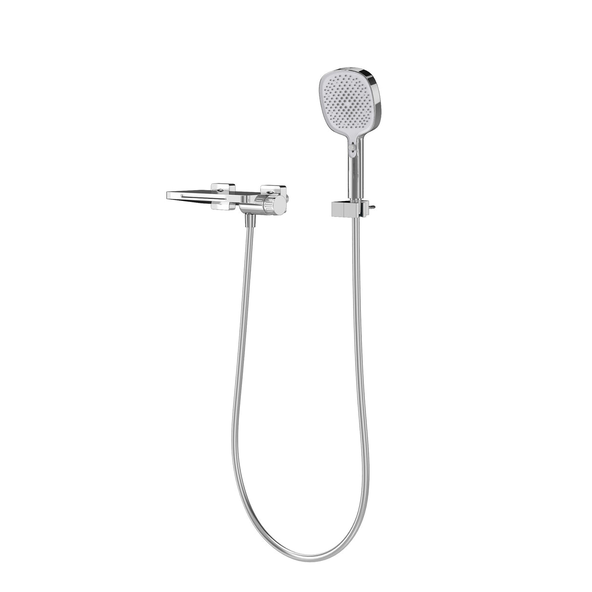 Robinet de baignoire Glasvilla avec douchette, design cascade, jets multiples, douchette en laiton avec barre et flexible de douche.