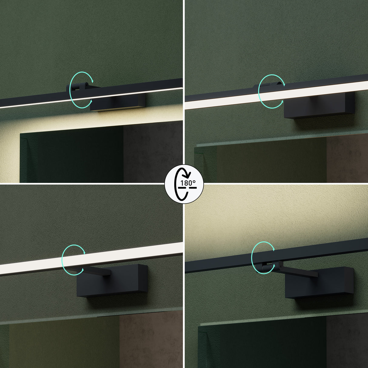 Lampe de salle de bain LED pour miroir Glasvilla | Lampe miroir, lampe de salle de bain 4000K | 9 W rotatif à 180° d'une beauté radieuse