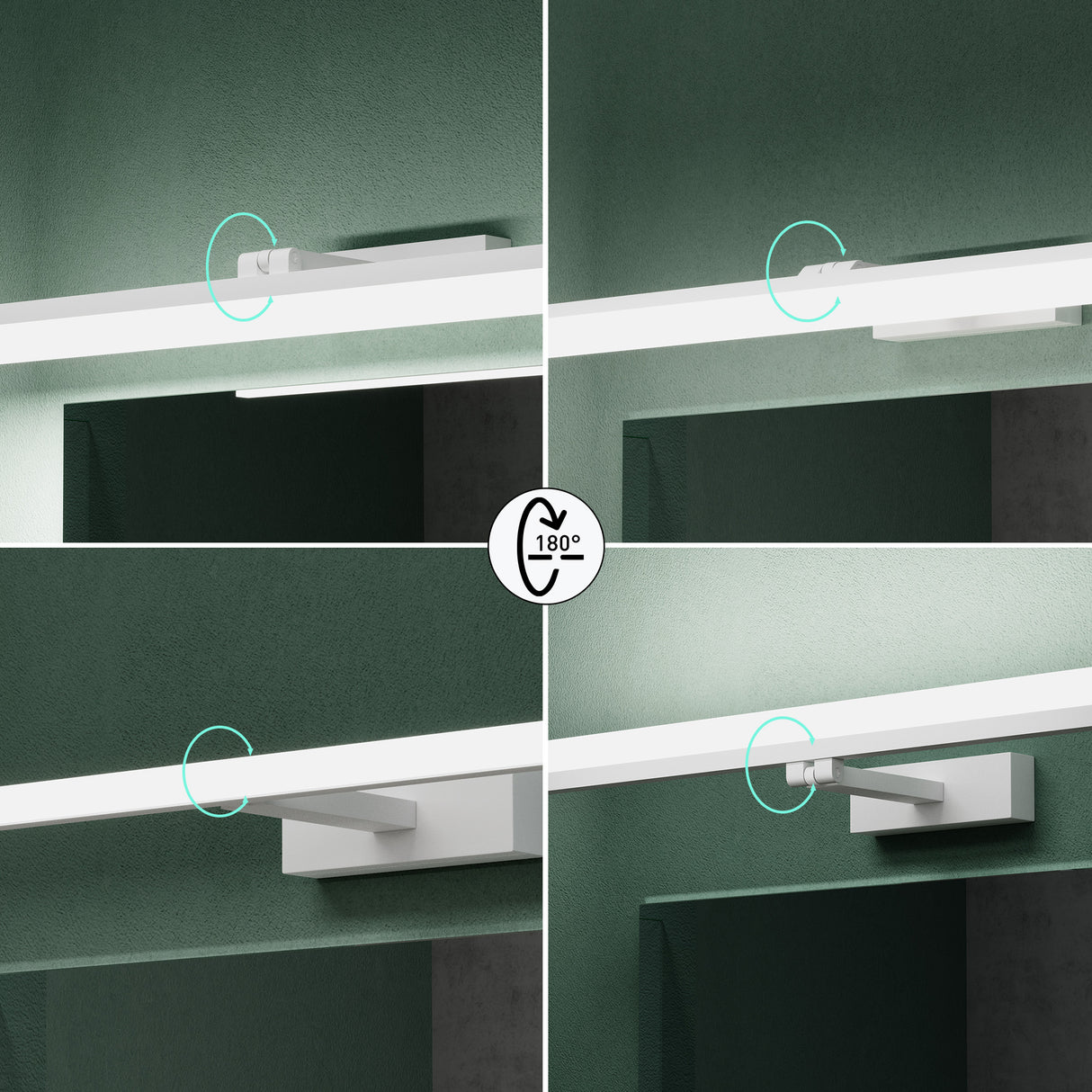 Lampe de salle de bain LED pour miroir Glasvilla 40 cm | Lampe miroir, lampe de salle de bain 6000K | Luxaris 9W rotatif à 180°