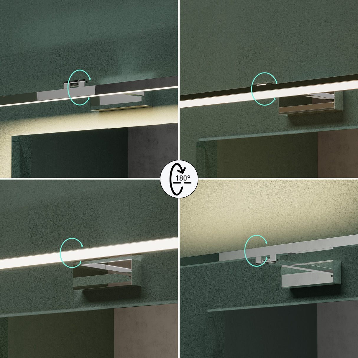 Lampe de salle de bain LED pour miroir Glasvilla | Lampe miroir, lampe de salle de bain 4000K | 9 W rotatif à 180° d'une beauté radieuse