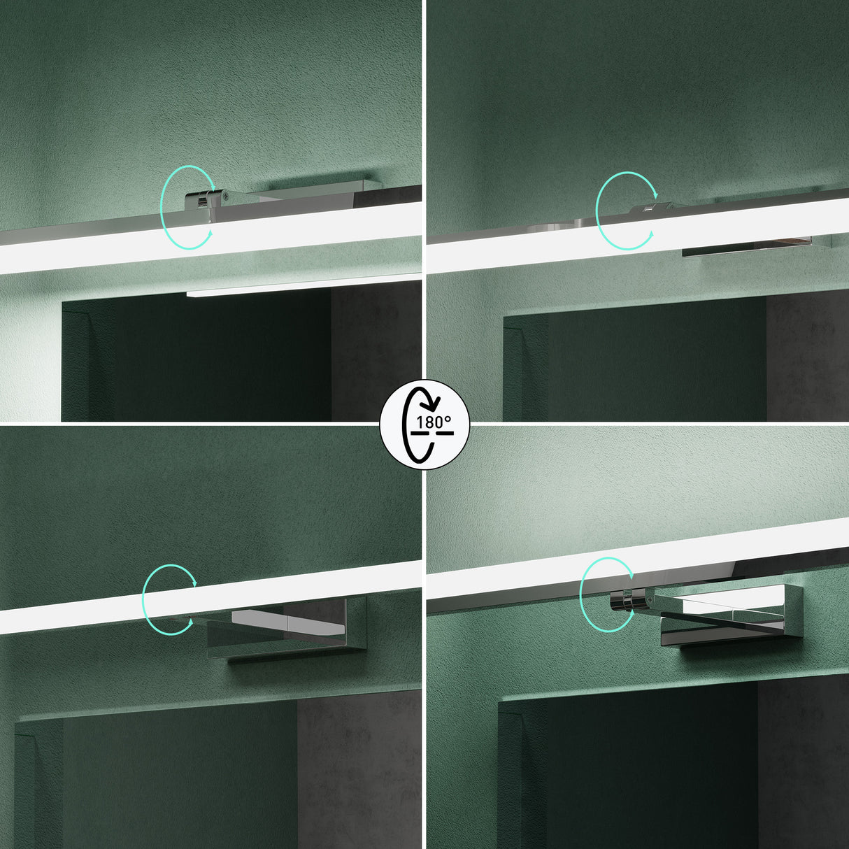 Lampe de salle de bain LED pour miroir Glasvilla 40 cm | Lampe miroir, lampe de salle de bain 6000K | Luxaris 9W rotatif à 180°