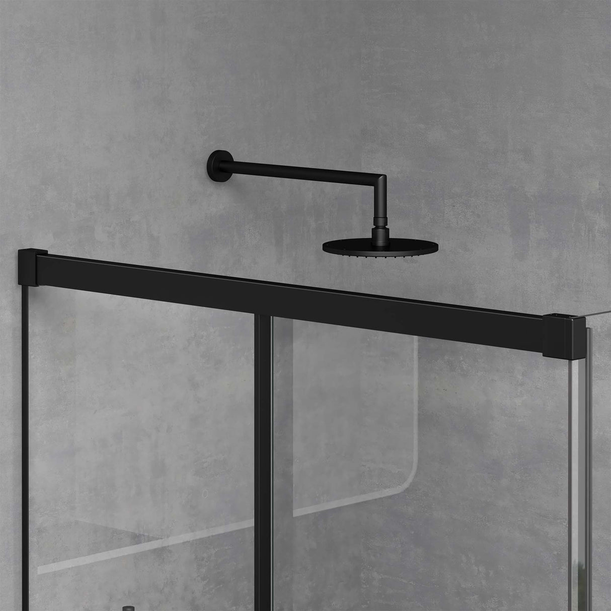 glasvilla Cabina de Ducha Puerta Corredera 6mm ESG-Vidrio de Seguridad Separación de Ducha Mecanismo de Cierre Suave Elevación Lateral Ravenna12K Negro