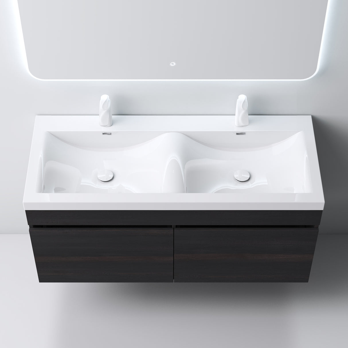 set de muebles de baño glasvilla con lavabo de mineral y mueble de baño Botanica