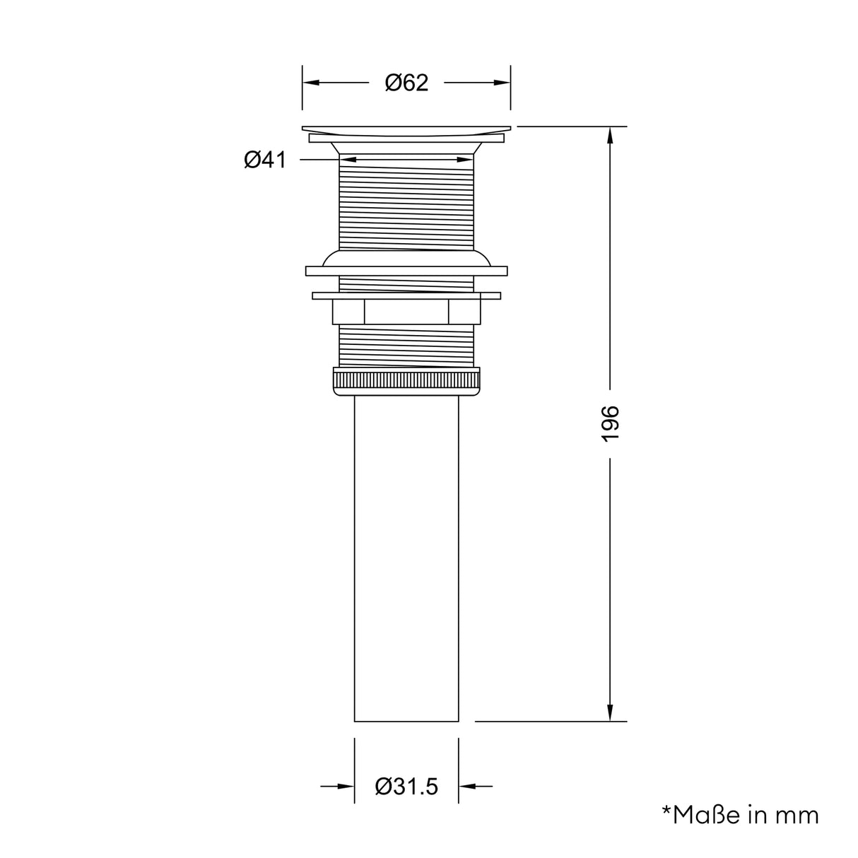 glasvilla Ablaufgarnitur Waschbeckenstöpsel | Waschtisch Stöpsel für alle DIN-Waschbecken