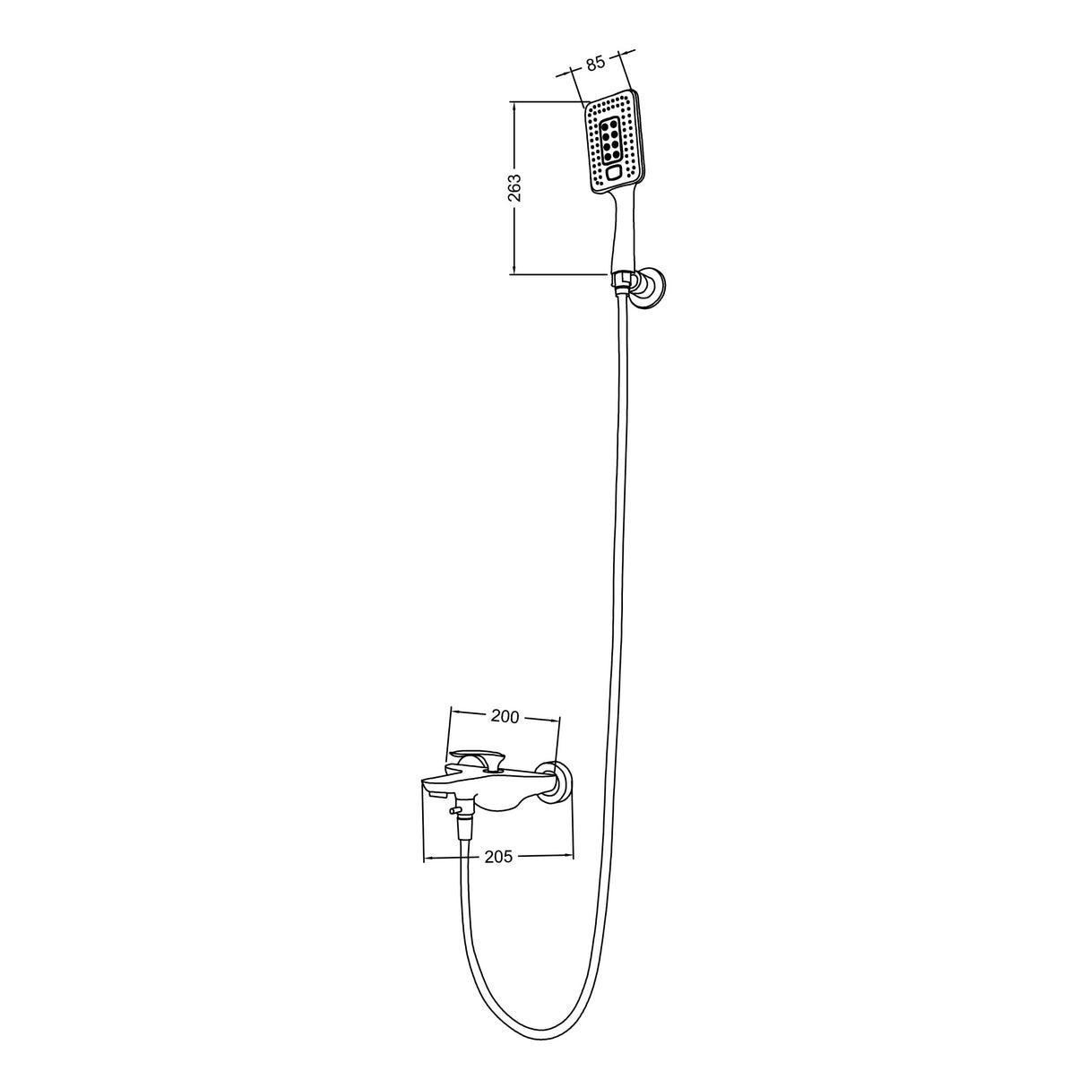 glasvilla Sistema de ducha Ducha de mano y Mezclador monomando incl. 3 tipos de chorro