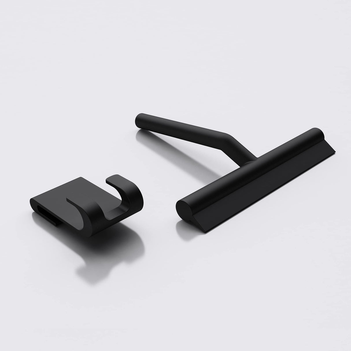 Raclette de douche Glasvilla, noir mat, avec support, raclette en silicone, 19 x 21 cm (L x l), raclette pour fenêtre de salle de bain