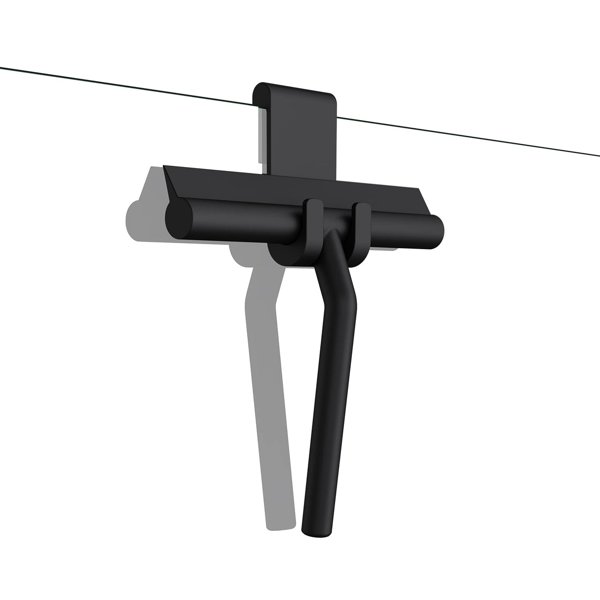 Raclette de douche Glasvilla, noir mat, avec support, raclette en silicone, 19 x 21 cm (L x l), raclette pour fenêtre de salle de bain