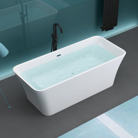 glasvilla Freistehende Badewanne Acryl Oval Acryl-Standbadewanne inkl. Pop Up Ablaufgarnitur Weiß