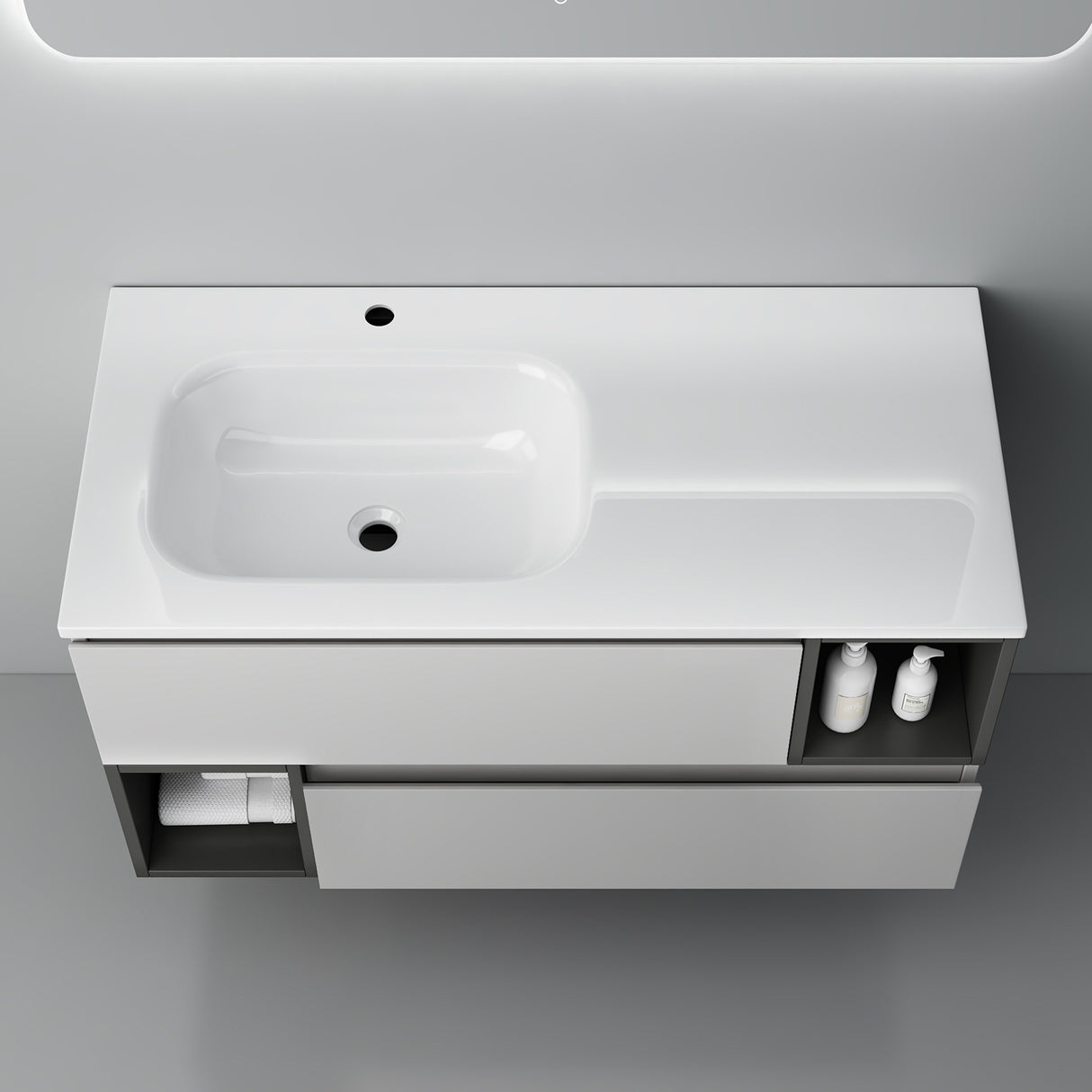 muebles de baño glasvilla armario de baño con espejo mueble de lavabo mineral de resina Gemini