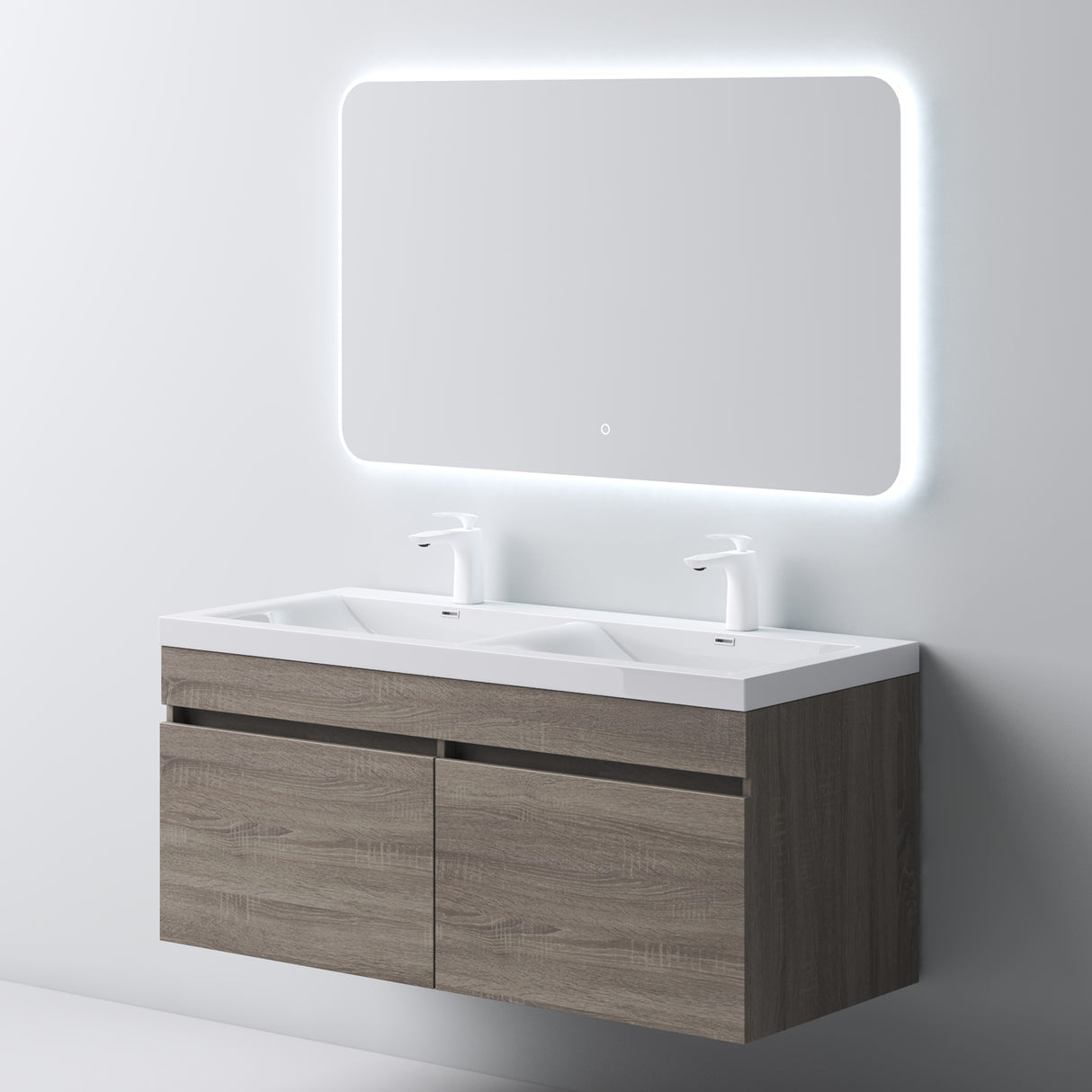 set de muebles de baño glasvilla con lavabo de mineral y mueble de baño Botanica