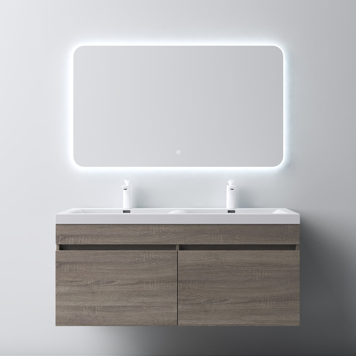 set de muebles de baño glasvilla con lavabo de mineral y mueble de baño Botanica