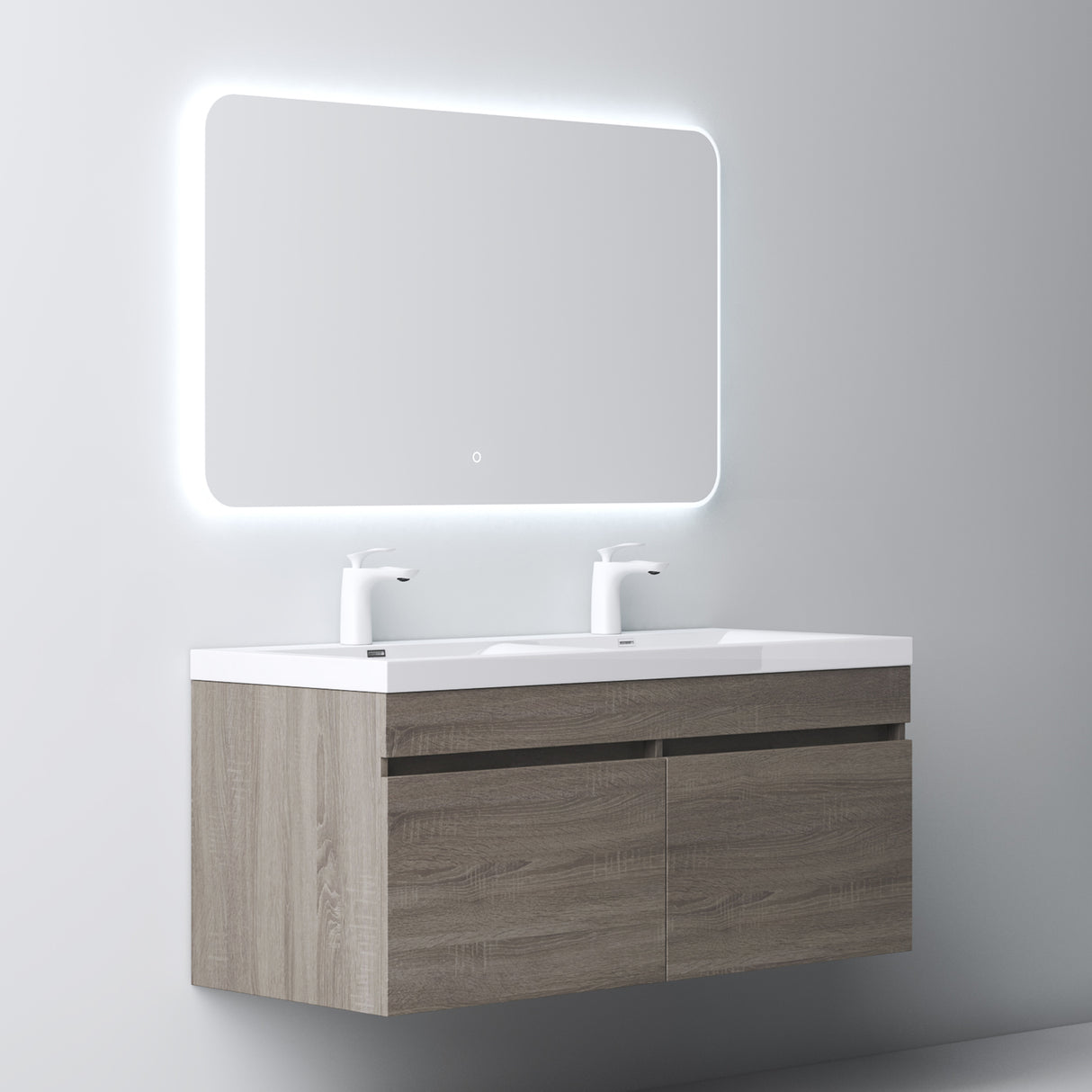 set de muebles de baño glasvilla con lavabo de mineral y mueble de baño Botanica