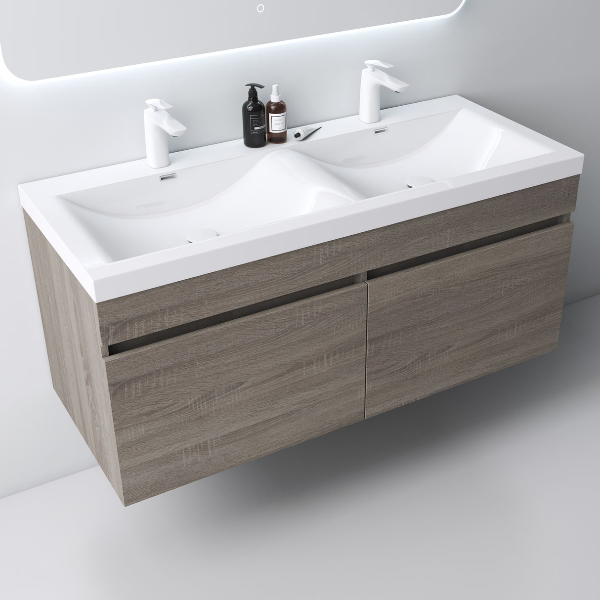 set de muebles de baño glasvilla con lavabo de mineral y mueble de baño Botanica