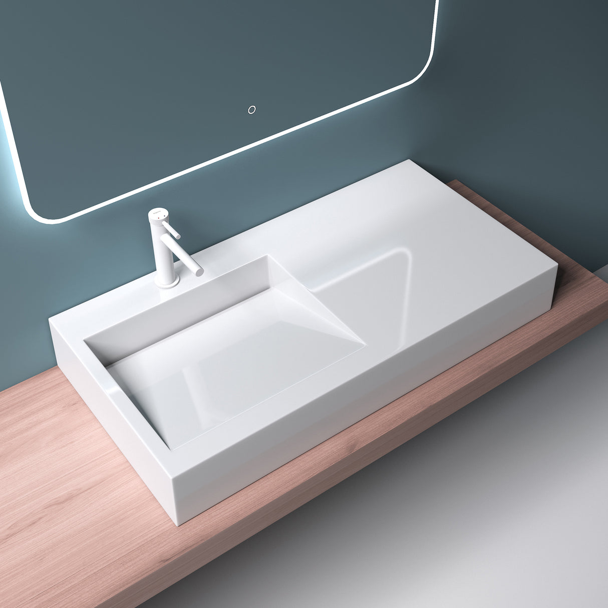 glasvilla Waschbecken Hängewaschbecken Aufsatzwaschbecken Mineralguss rechteckige Form Col11