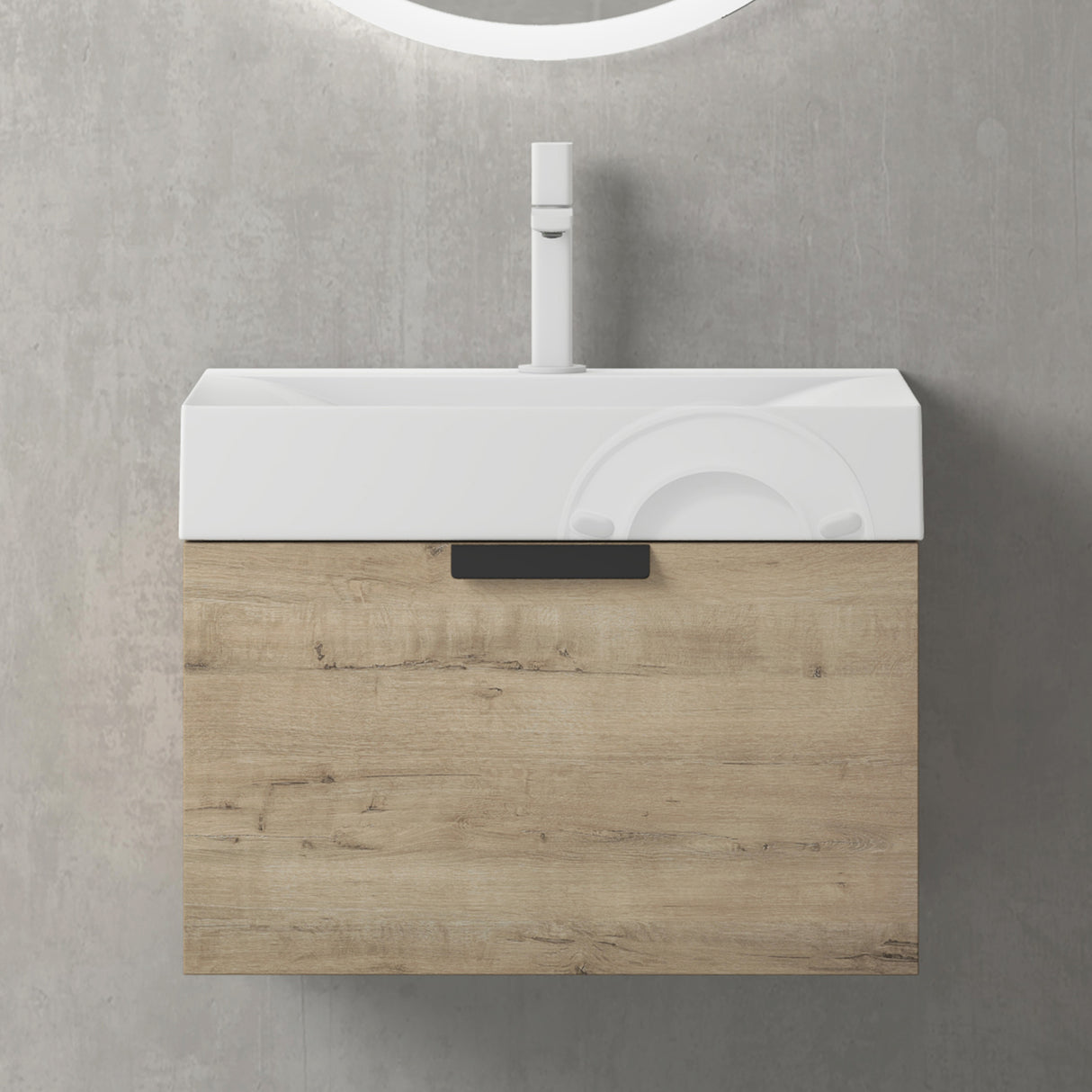 conjunto de muebles de baño glasvilla con cajón de cierre suave montaje en pared incluido lavabo Lonato