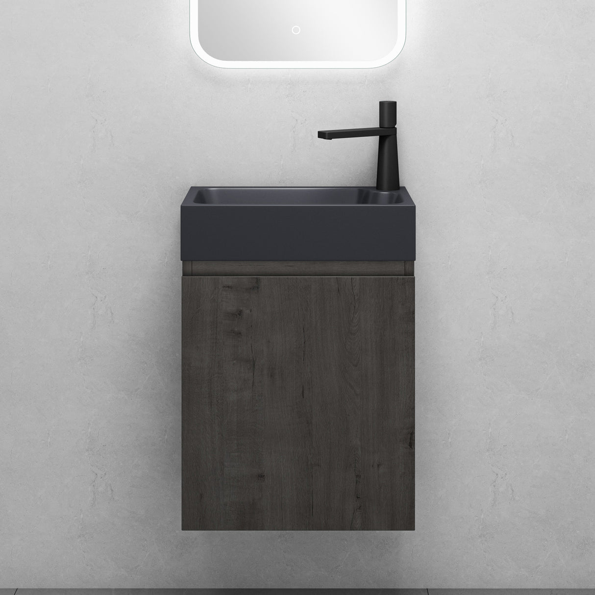 conjunto de muebles de baño glasvilla compuesto por lavabo en antracita mate y mueble bajo lavabo BTH: 46x26x63cm Pisa02