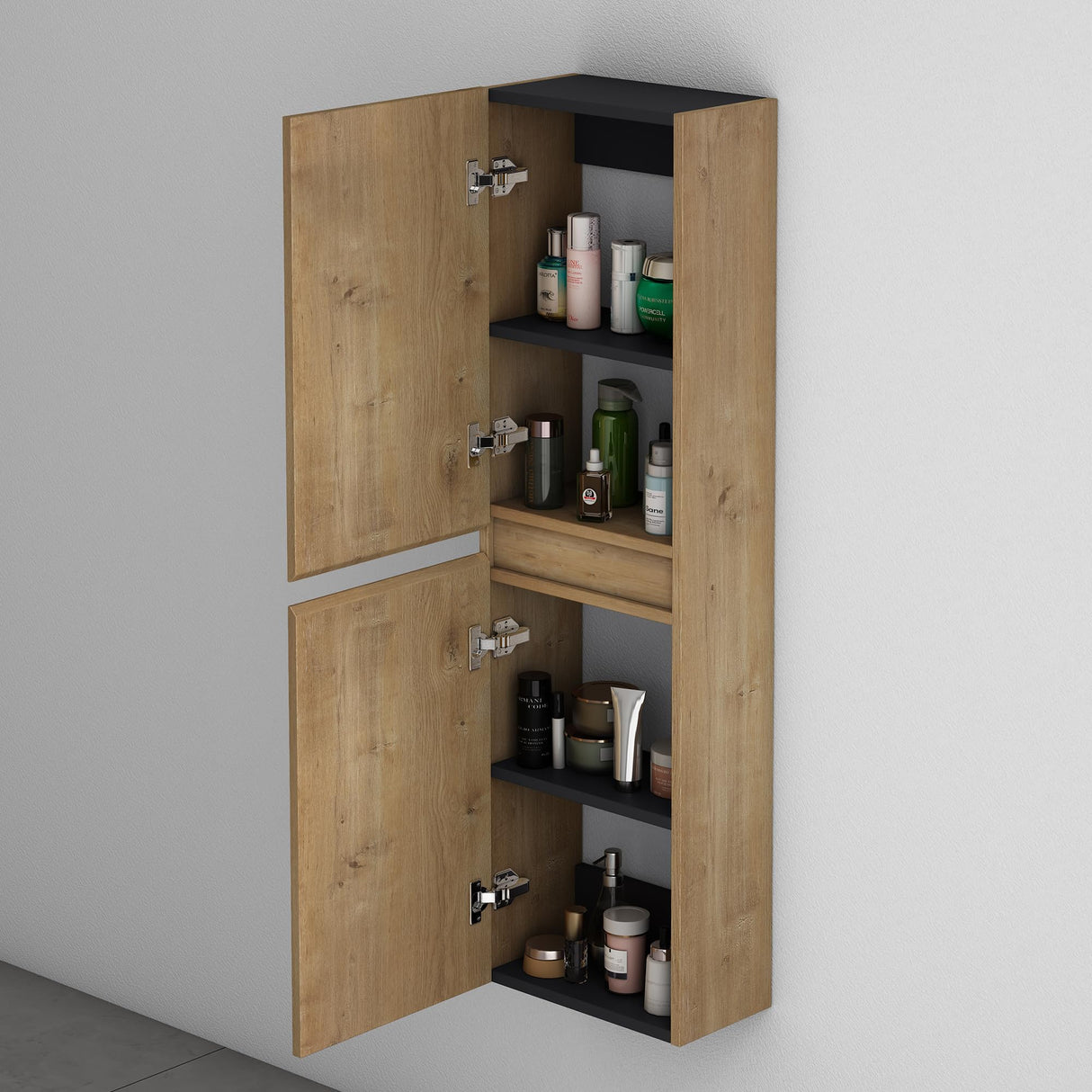 glasvilla Seitenschrank Badezimmerschrank con 2 puertas y 4 compartimentos Badregal Allzweckschrank Badschrank BTH: 35x20x120 cm Verona