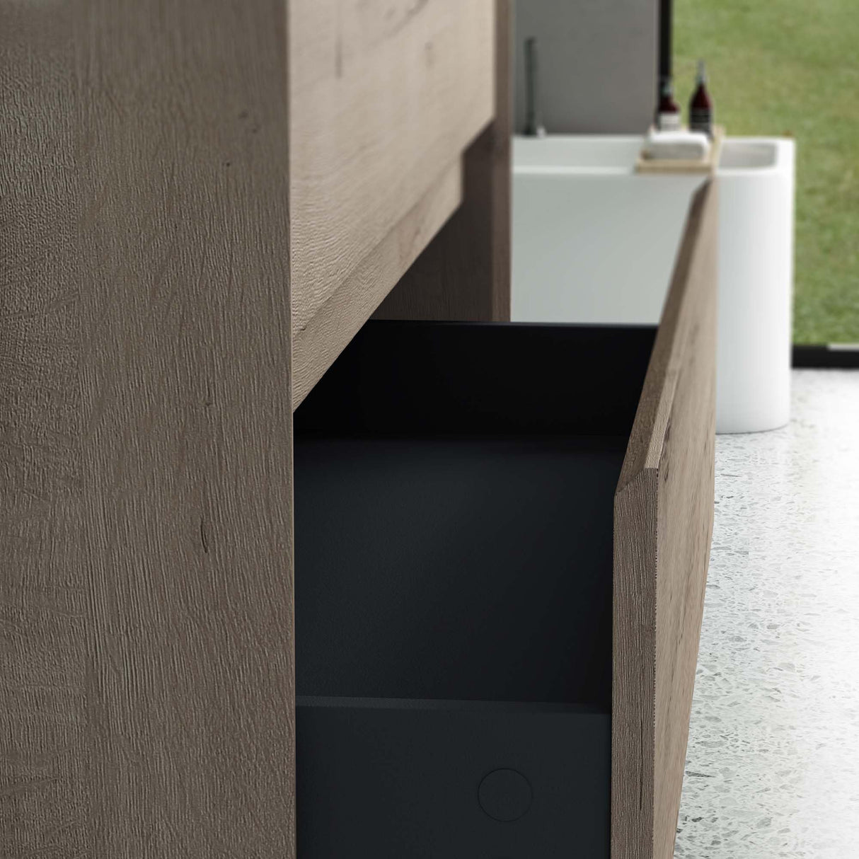 conjunto de muebles de baño glasvilla mueble bajo lavabo 2 cajones con cierre suave incluido lavabo en blanco de mineral fundido Rimo