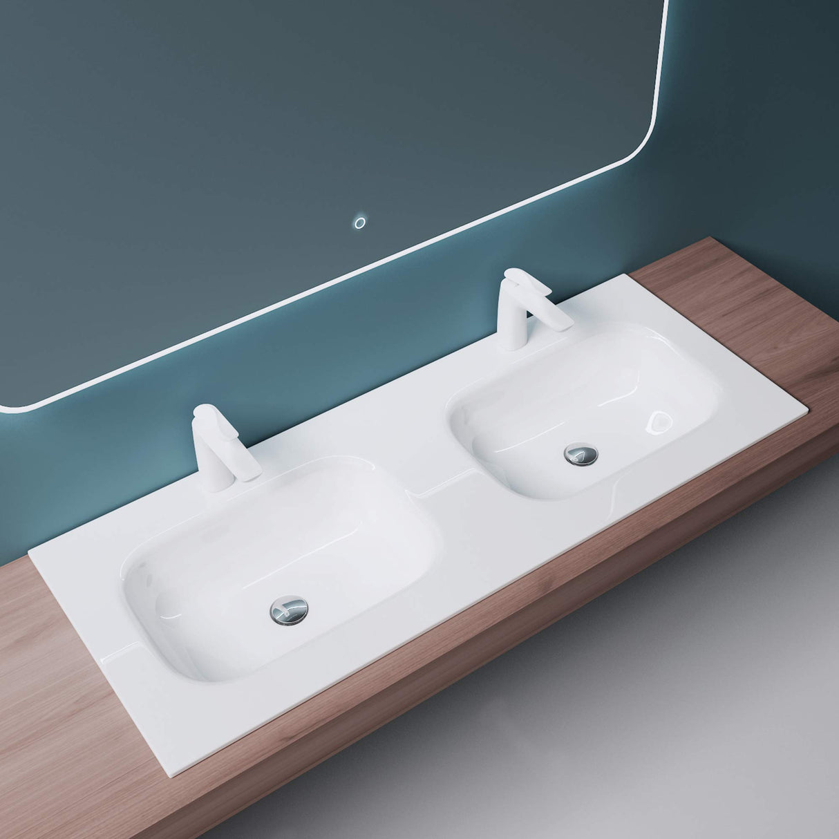 glasvilla Waschbecken Einbauwaschbecken Mineralguss Waschtisch Waschplatz große Ablagefläche rechteckig Col04