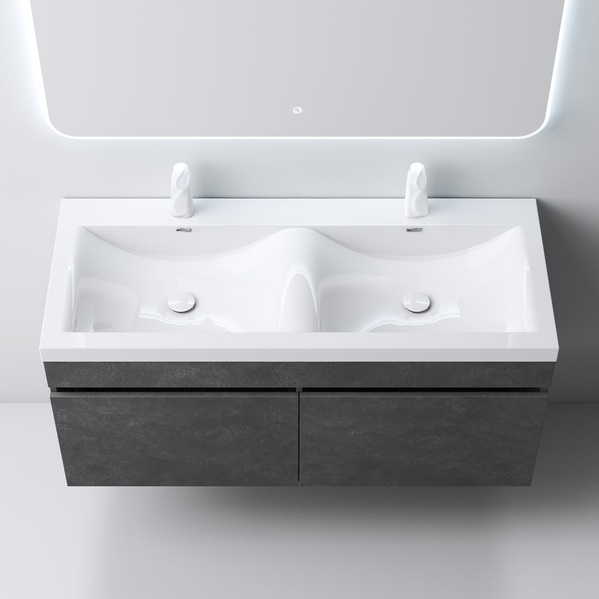 set de muebles de baño glasvilla con lavabo de mineral y mueble de baño Botanica