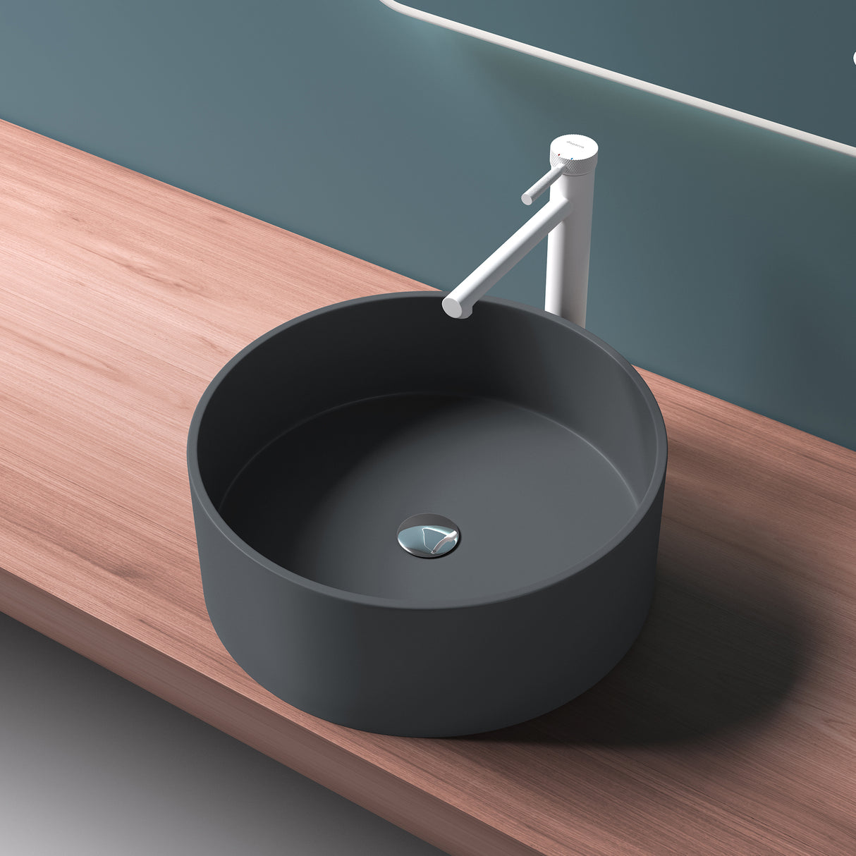 glasvilla 40x40x15cm Waschbecken rund Col804 Aufsatzwaschbecken ohne Hahnloch und Überlauf