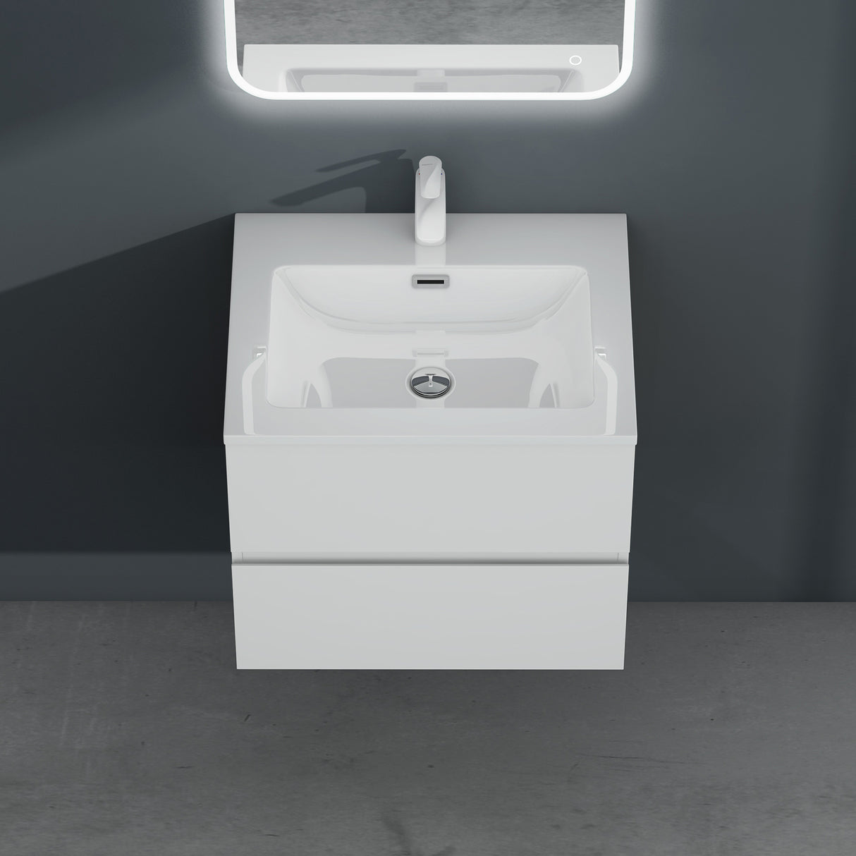 conjunto de muebles de baño glasvilla lavabo con mueble inferior lavabo de mineral lavabo mueble inferior 2 cajones cierre suave Aqualis
